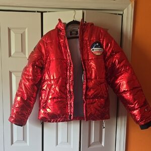 Champion Kids Shiny Red Puffer Jacket
